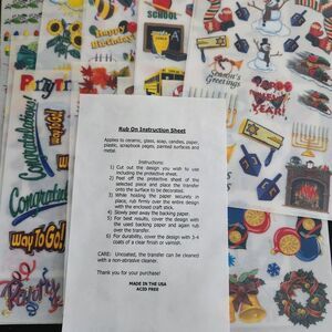 Festive Rub-On Transfer Sheets for Crafting Scrapbooking 10 Sheets Variety Theme